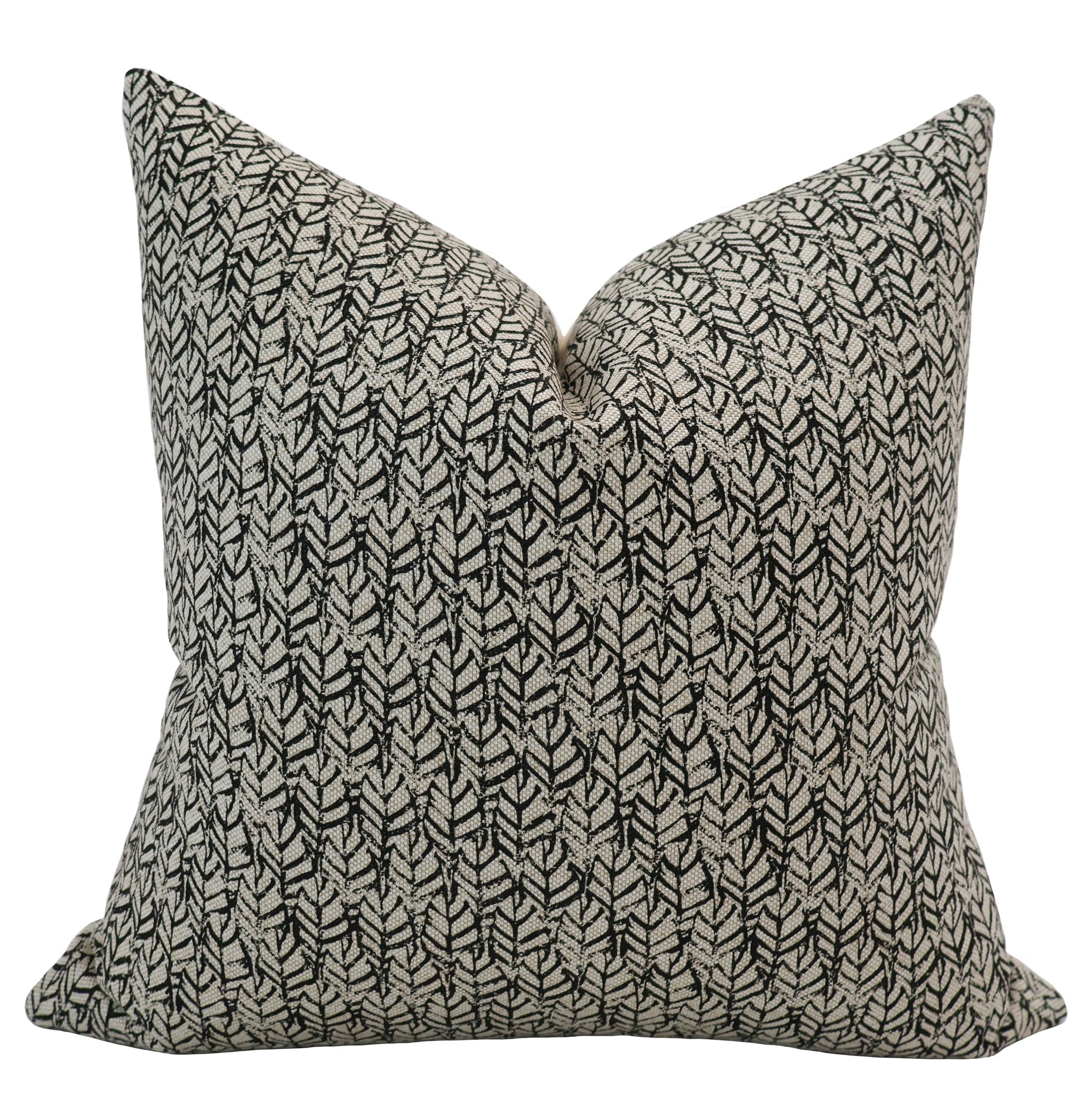 Linen Leaves | Black Pillow Cover