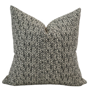 Linen Leaves | Black Pillow Cover