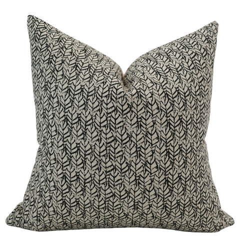 Linen Leaves | Black Pillow Cover