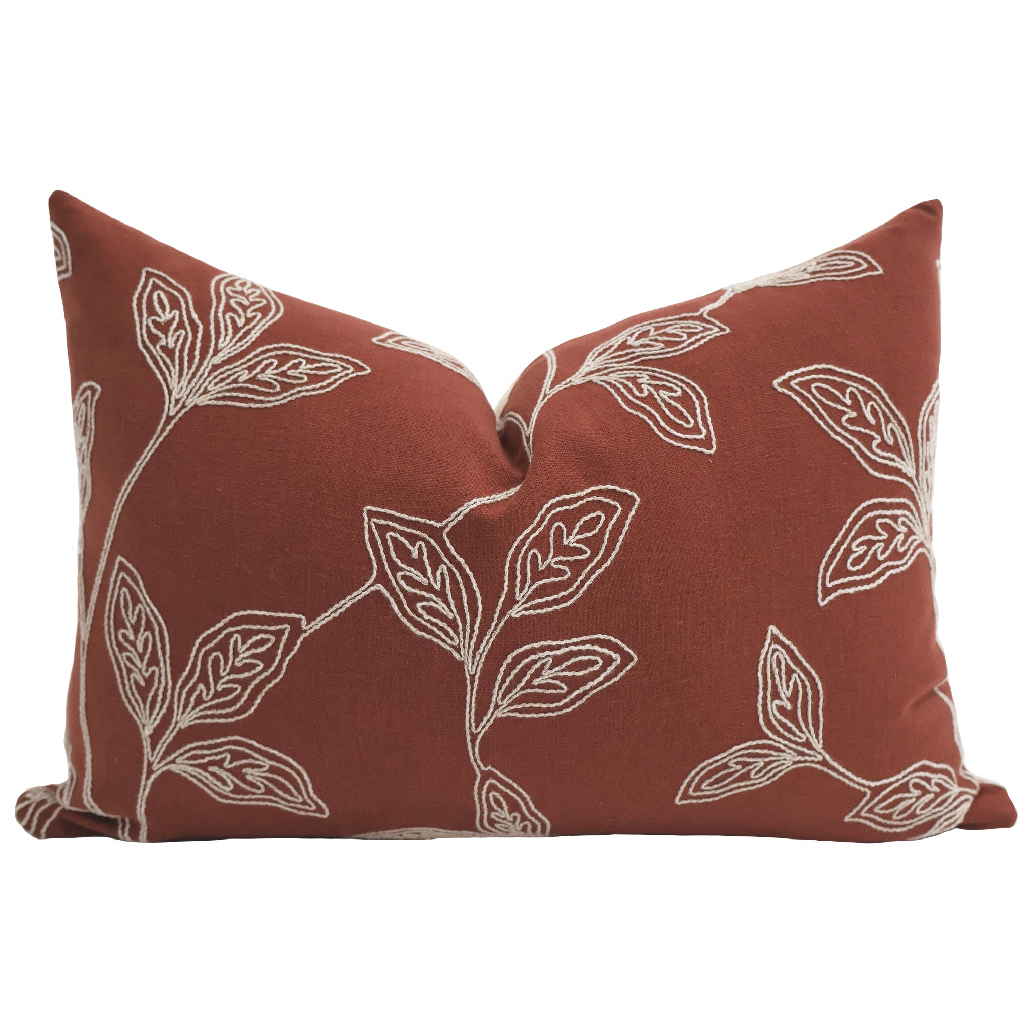 Embroidered Stems | Red Pillow Cover