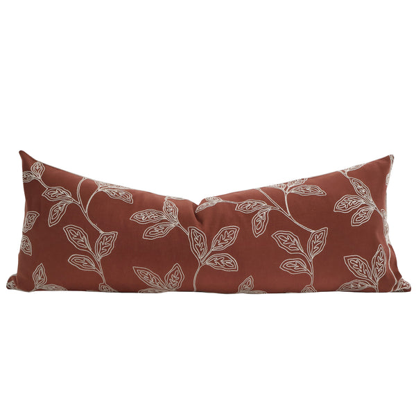 Embroidered Stems | Red Pillow Cover