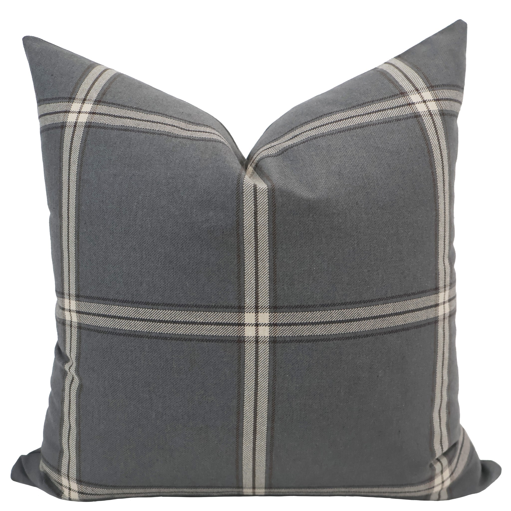 Slate Plaid Windowpane Pillow Cover