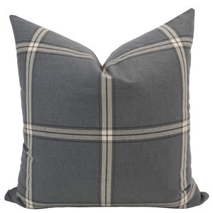 Slate Plaid Windowpane Pillow Cover