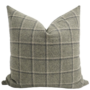 Wool Windowpane Green Pillow Cover