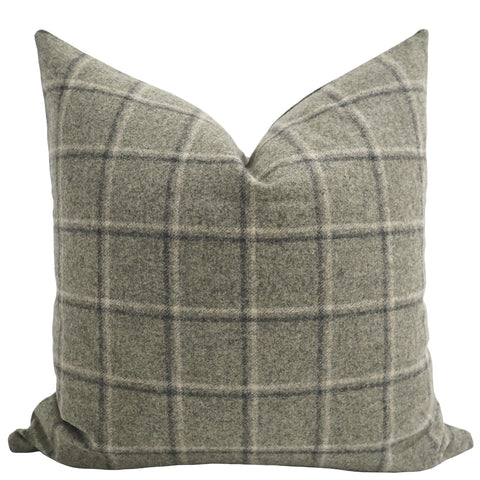 Wool Windowpane Green Pillow Cover