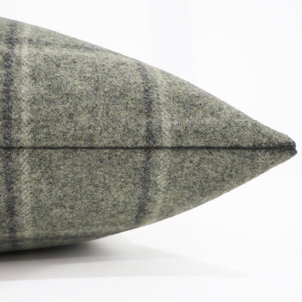Wool Windowpane Green Pillow Cover
