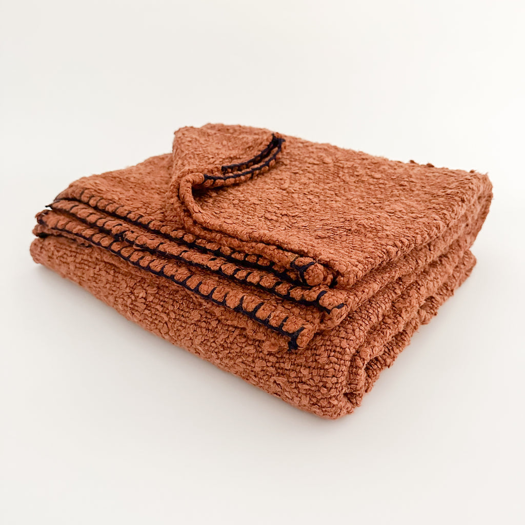 Chunky Knit Throw Rust