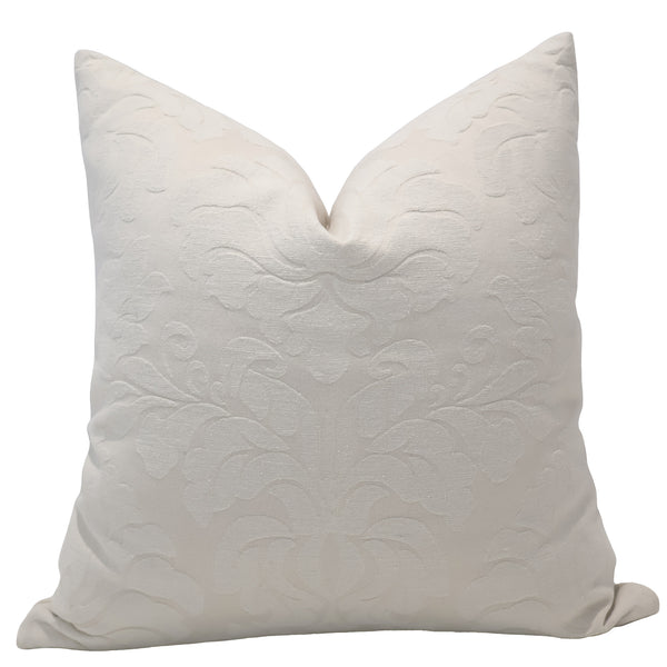 White Vintage Damask Pillow Cover