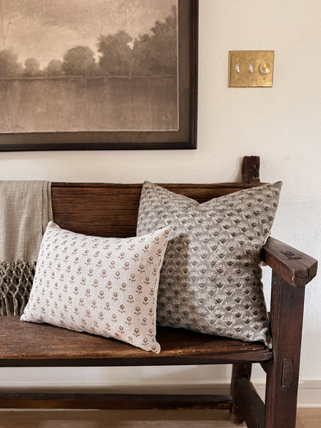 Acorn Blossom Block Print Pillow Cover
