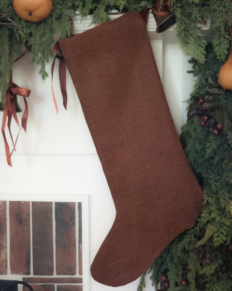 Vintage Rust Red Christmas Stocking | Large Minimal Design