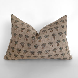 Morning Glory & Dark Linen Pillow Cover