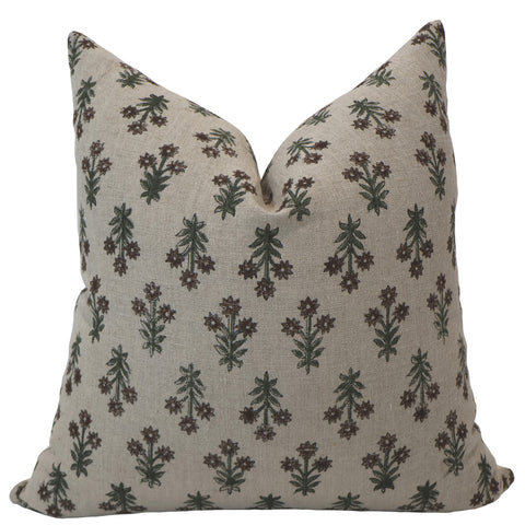 Wood Lily Block Print Pillow Cover
