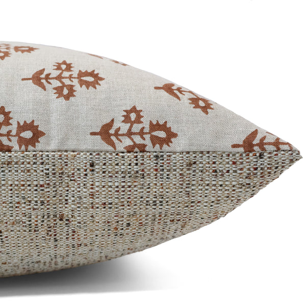 Russet Flower Block Print Pillow Cover