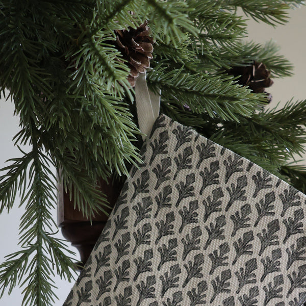 Charcoal Leaf | Small Minimal Christmas Stocking