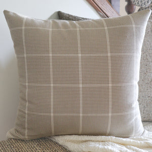 Tan Windowpane Pillow Cover