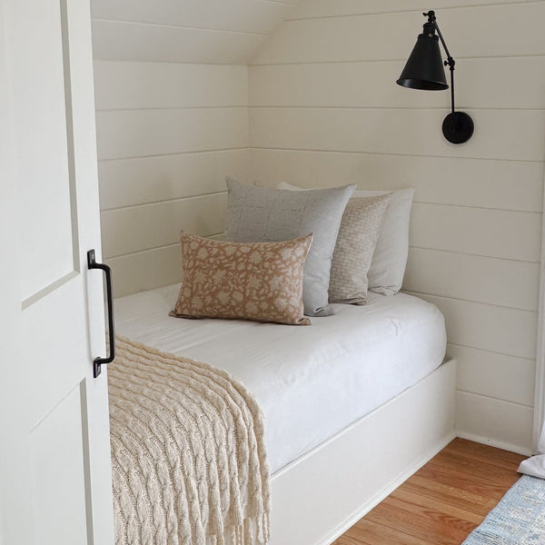 Whisper Pink Floral Block Print Pillow Cover