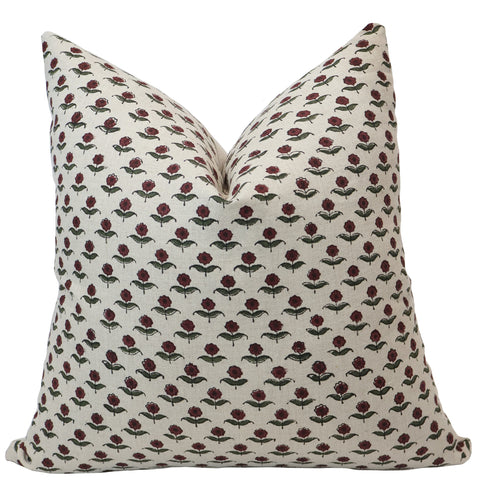 Heritage Rose Block Print Pillow Cover