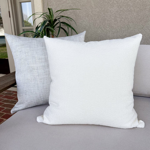 White Boucle Indoor Outdoor Pillow Cover
