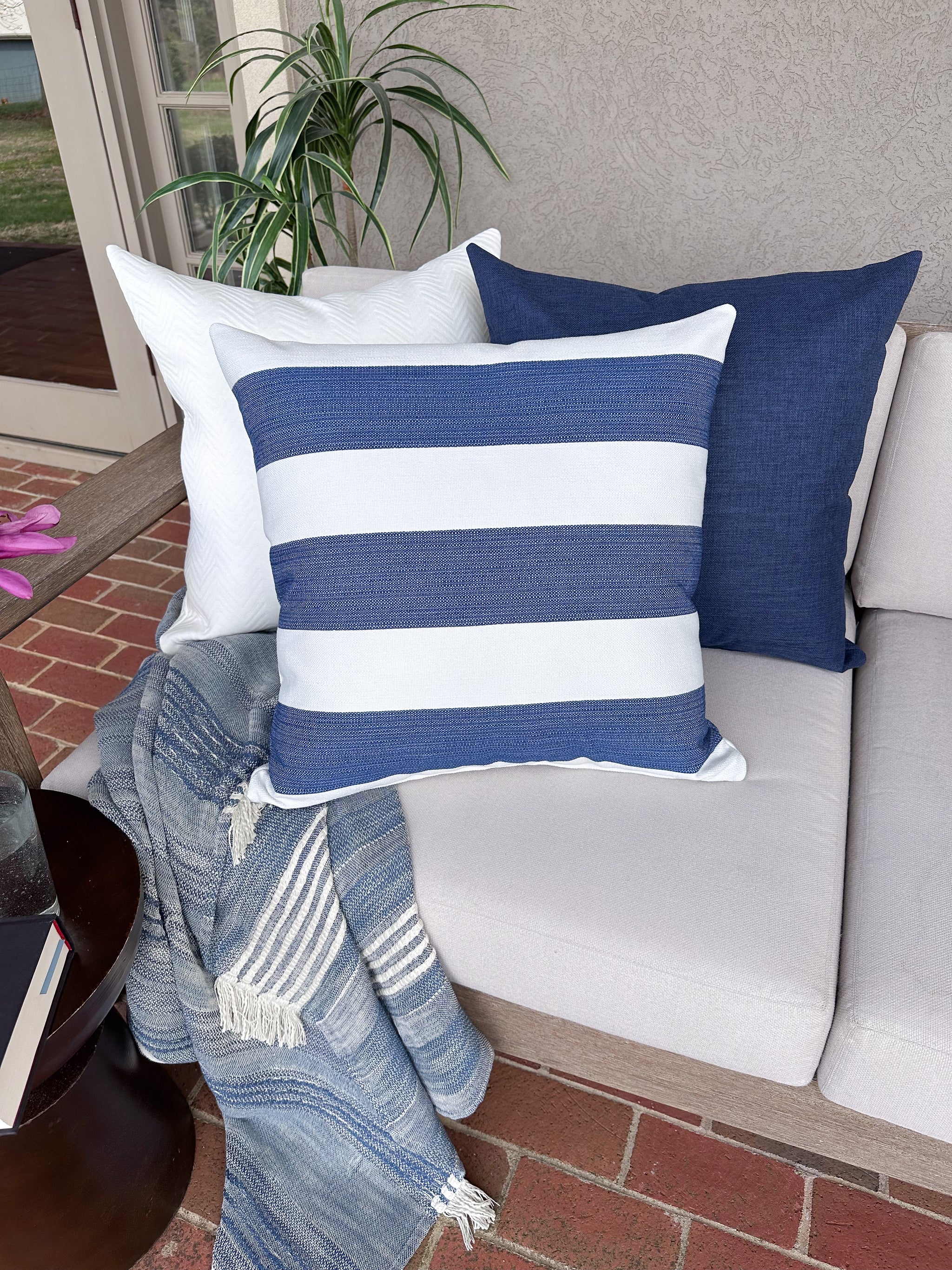 Cabana Blue Outdoor Pillow Cover