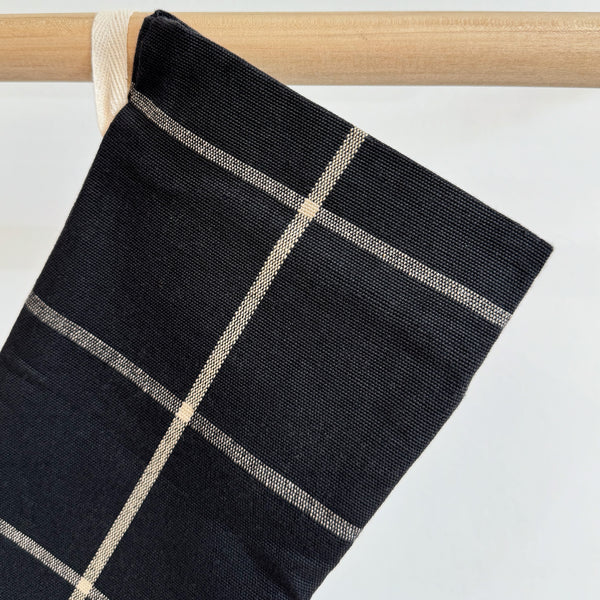 Black Plaid | Small Minimal Christmas Stocking