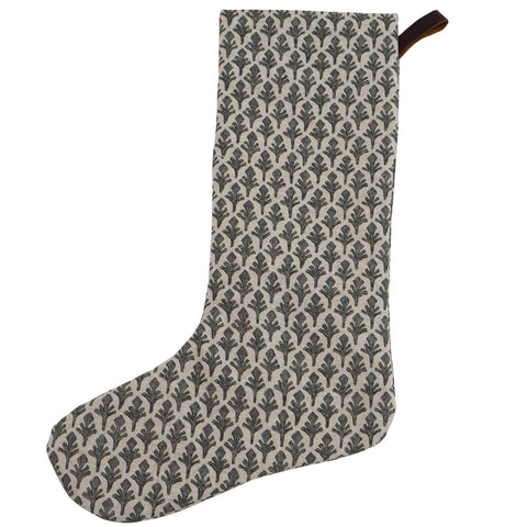 Charcoal Leaf | Small Minimal Christmas Stocking