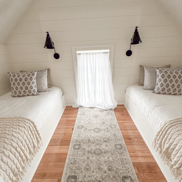 May Blue Block Print Floral Pillow Cover