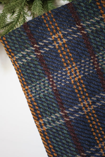 Blue Tartan Plaid Christmas Stocking | Large Minimal Design