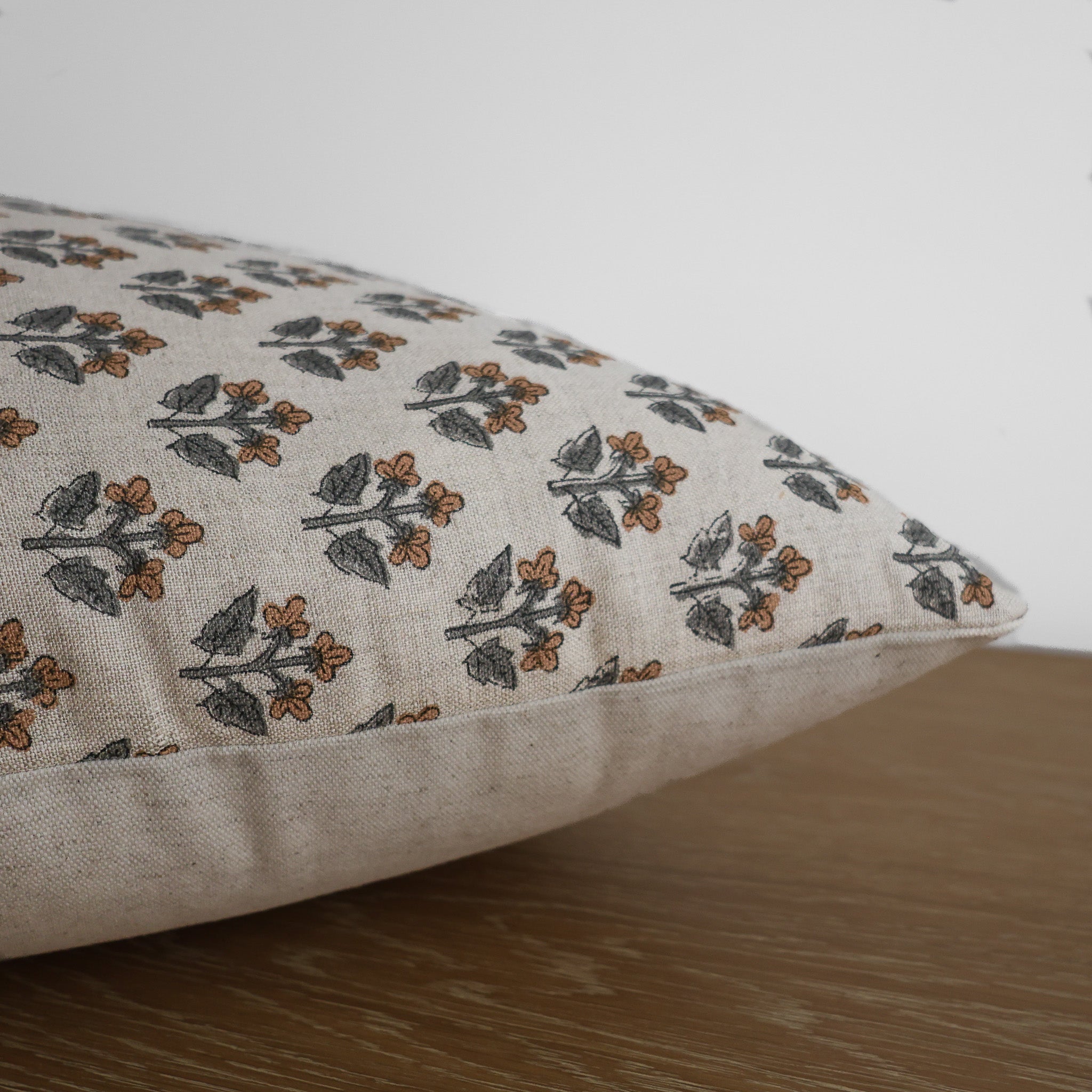 Zinnia Orange Floral Block Print Pillow Cover