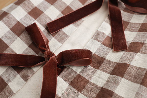 Warm Check Linen Christmas Tree Skirt