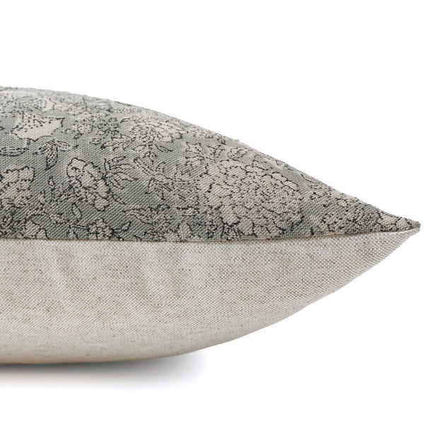 French Blue Floral Block Print Pillow Cover