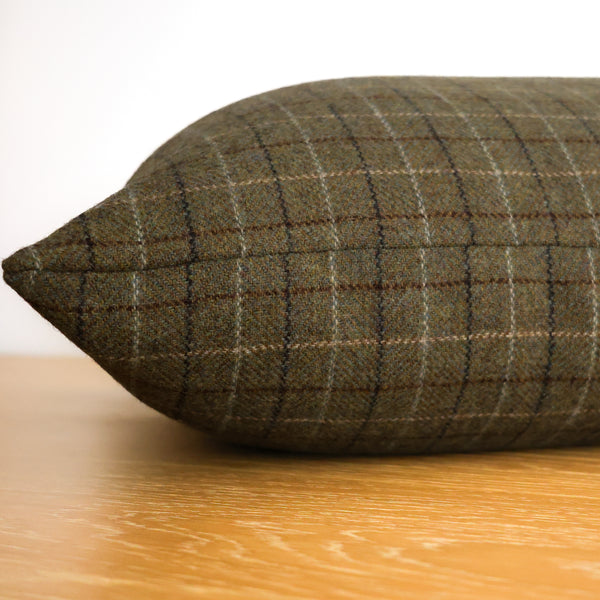 Deeply Green Wool Plaid Pillow Cover