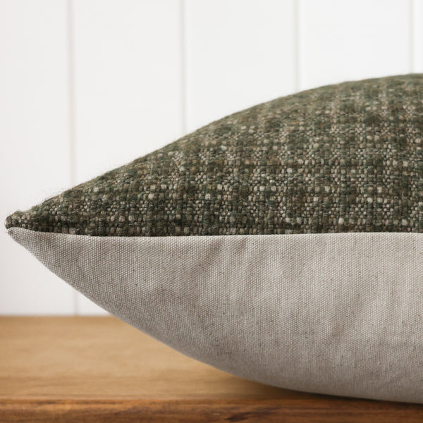 Woven Wool Green Pillow Cover