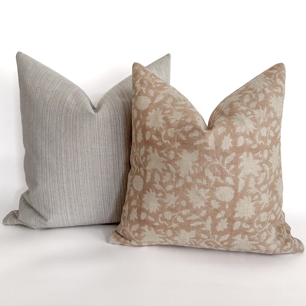Whisper Pink Floral Block Print Pillow Cover