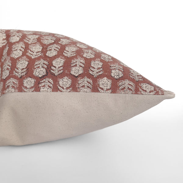 Wabi Light Red Block Print Pillow Cover
