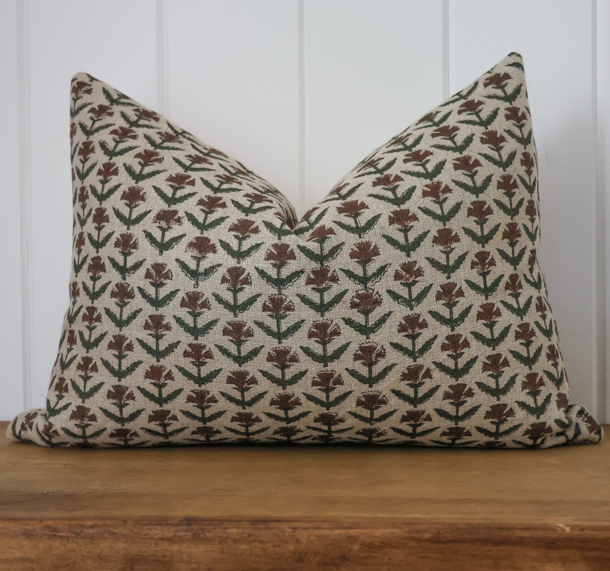 Holly Floral Block Print Pillow Cover