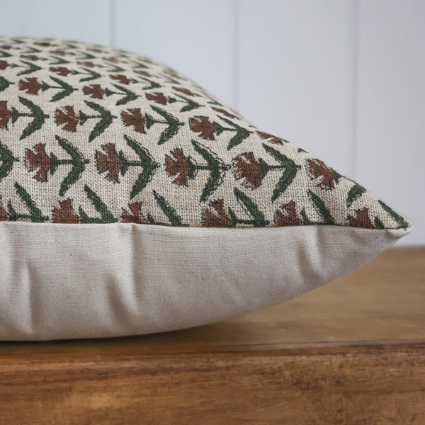 Holly Floral Block Print Pillow Cover