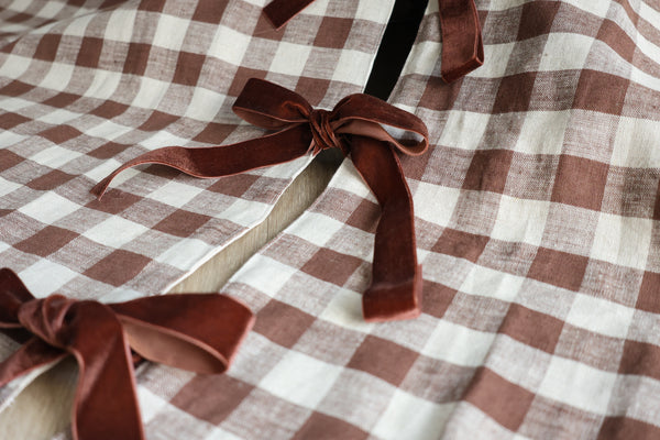 Warm Check Linen Christmas Tree Skirt