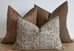 Fall Bloom Block Print Pillow Cover