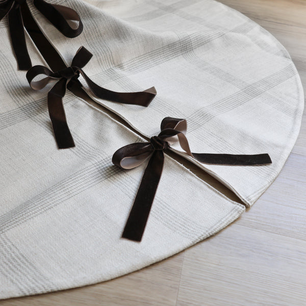 Linen Windowpane Christmas Tree Skirt