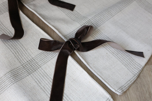 Linen Windowpane Christmas Tree Skirt