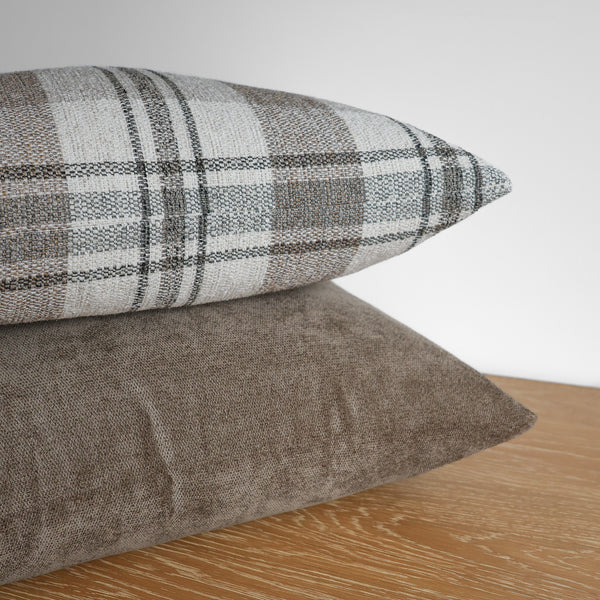 Taupe & Plaid Pillow Cover Set