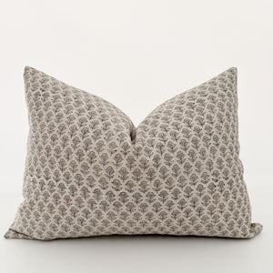 White Flowers Block Print Pillow Cover