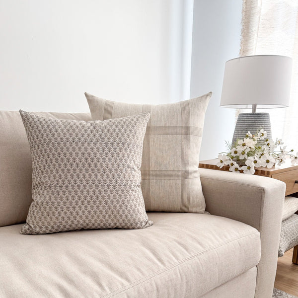 White Flowers Block Print Pillow Cover