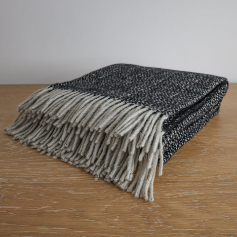 Charcoal Wool Throw Blanket