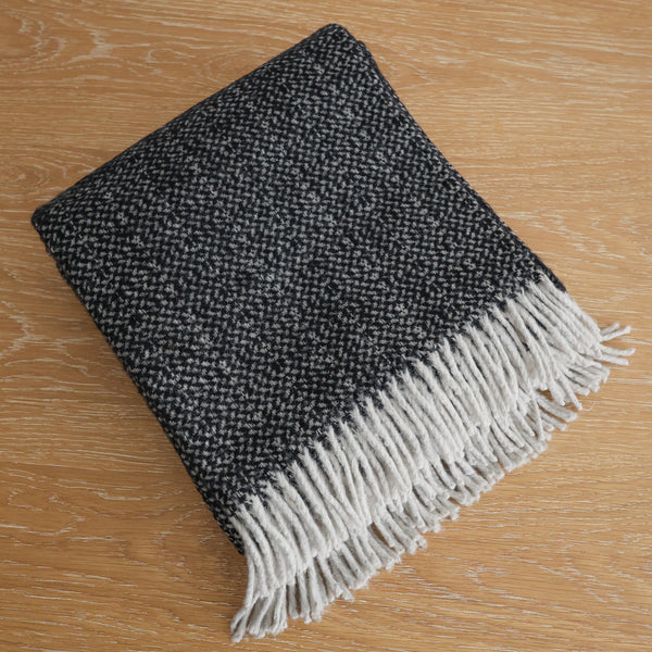 Charcoal Wool Throw Blanket