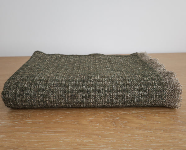 Woven Wool Green Throw Blanket