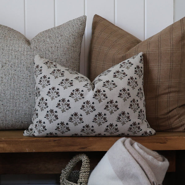 Auburn Floral Block Print Pillow Cover