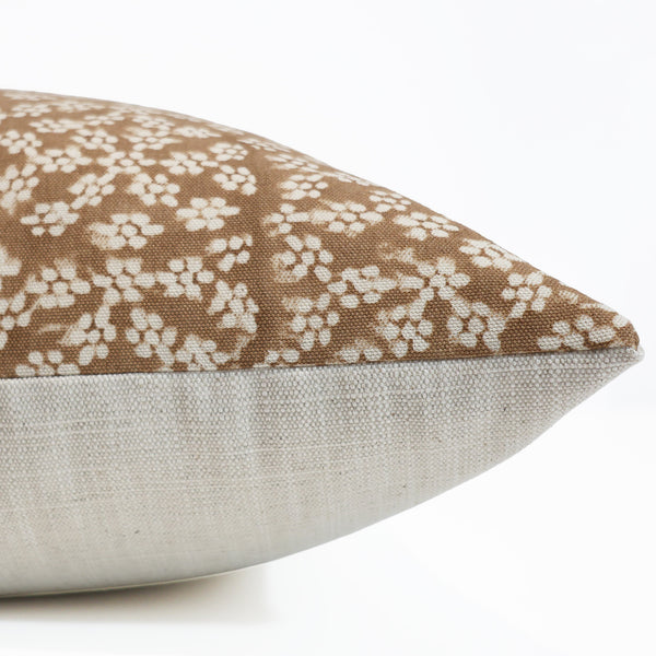 Peaches & Cream Floral Block Print Pillow Cover