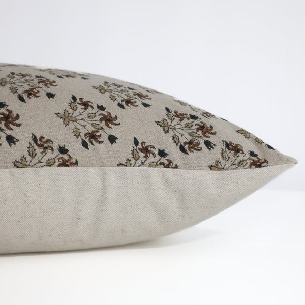 Auburn Floral Block Print Pillow Cover