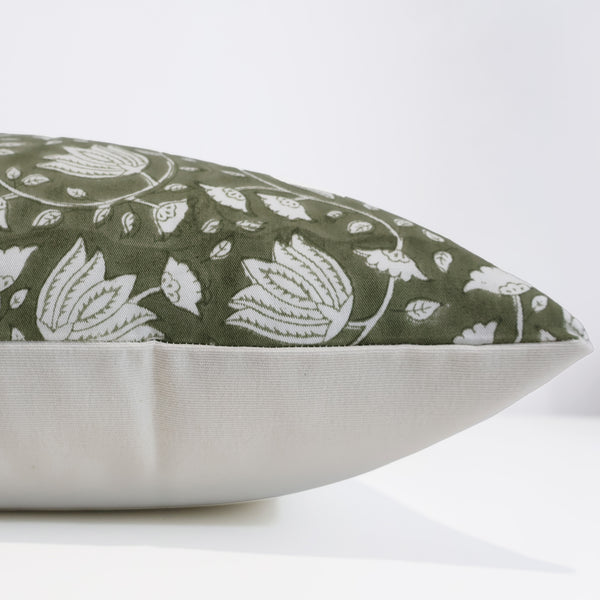 Soft Green Floral Pillow Cover